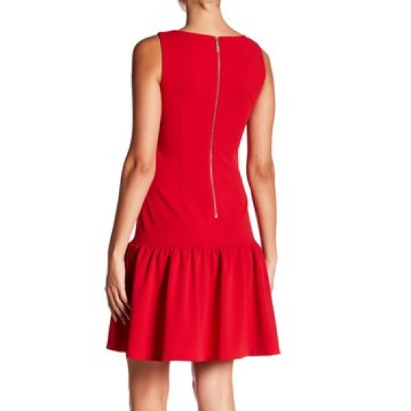 NWT Calvin Klein Red Ruffle Hem Sleeveless Dress - Picture 2 of 4